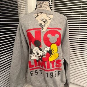 🐭 Disney Gray V-Neck Sweater with Mickey Mouse Design – Size Medium 🐭